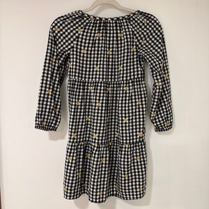 Old Navy Gingham Embroidered‎ Tiered Dress Girls L (10-12) Black Floral | Boho